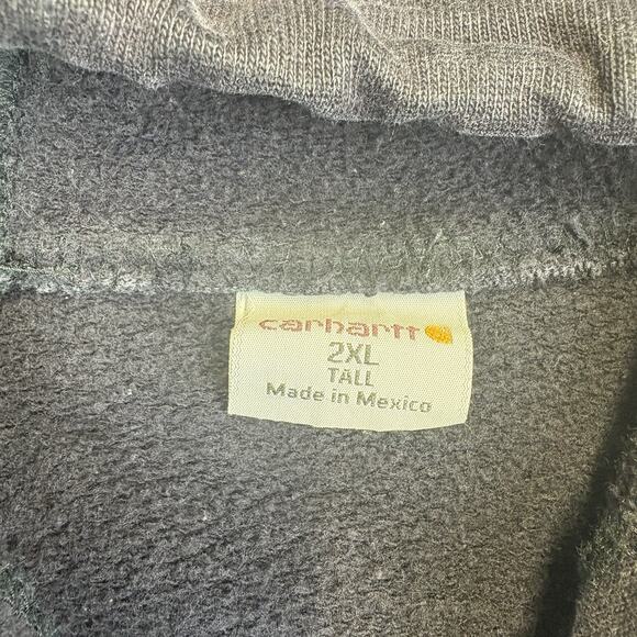 Vintage Carhartt Heavyweight Full Zip Hooded Sweatshirt Blue 102974 - 2XL Tall - Picture 7 of 13